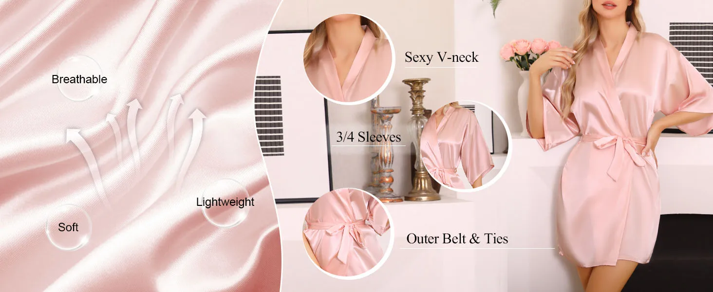 RB030 Sexy Large Size Sexy Satin Night Robe Lace Bathrobe Perfect Wedding Bride Bridesmaid Robes Dressing Gown For Women