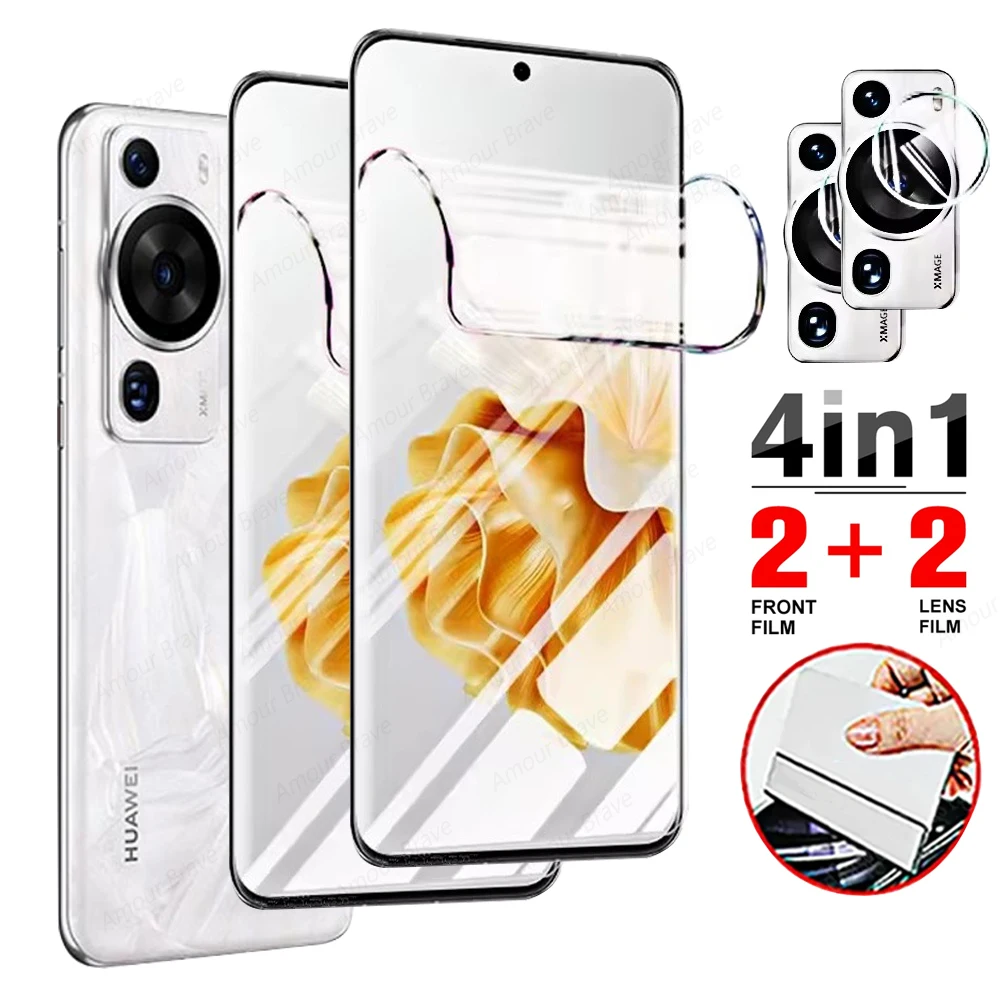 

4in1 Hydrogel Film For Huawei P60 Pura 70 Pro Plus P70 P50 P40 P30 Lite Screen Protector On Nova 11 10 9 Pro Camera Lens Film