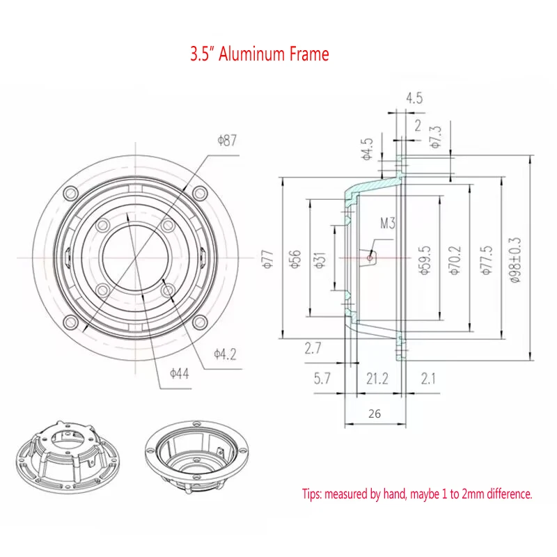 2 قطعة/الوحدة 3.5 بوصة HiFi الألومنيوم المتكلم سلة الإطار المنزل مكبرات الصوت سلة DIY إصلاح جزء الملحقات