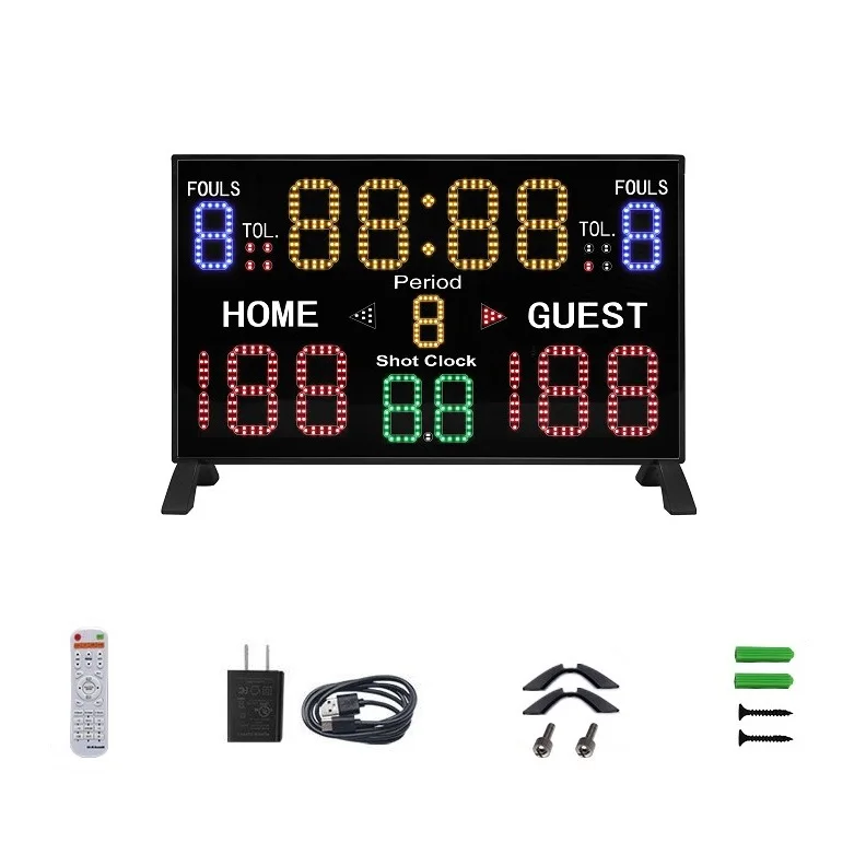 New Arrival Double Screen Scoring Display LED Electronic Score Keeper Digital Basketball Scoreboard With Installation Access