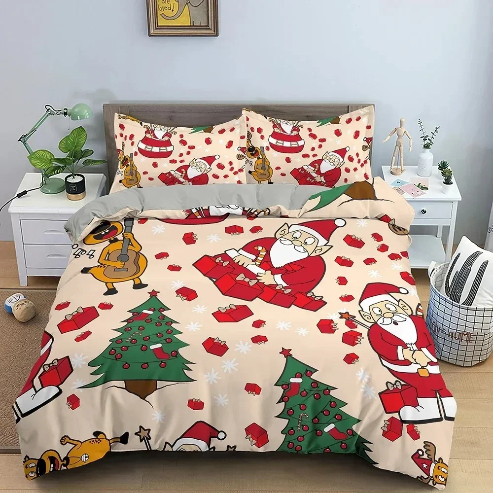 

Top New Merry Christmas Bedding Set Christmas Decorations Duvet Quilt Cover Set King Queen Twin Size Bedclothes For Bedroom