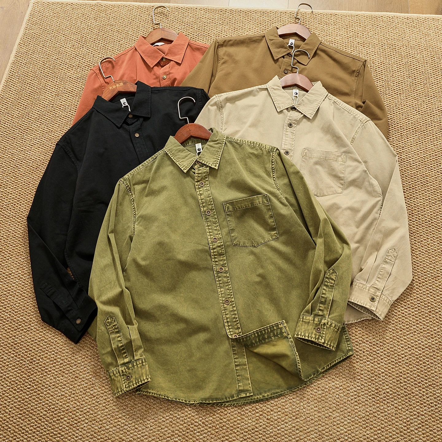 

2025 Autumn New American Retro Twill Long-Sleeve Turn-down Collar Shirt Men's Simple Fashion Washed Old Loose Casual Blouses