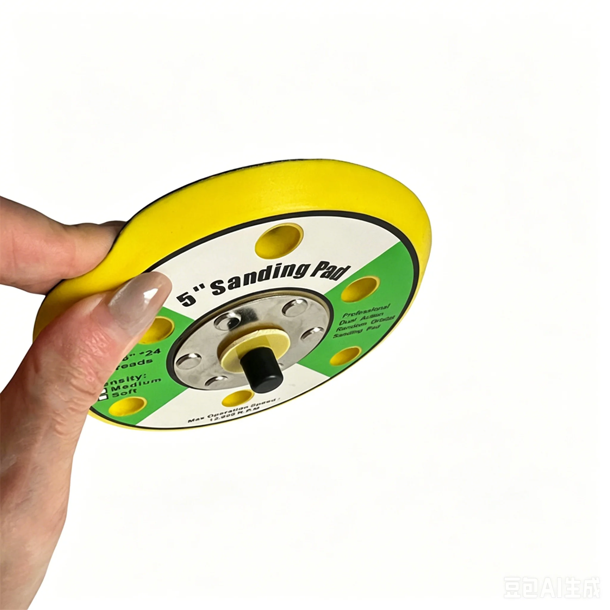 5 Inch Air Driven Polishing Disc with 6 Hole Configuration and Polyurethane Leather Backing for Smooth Material Removal