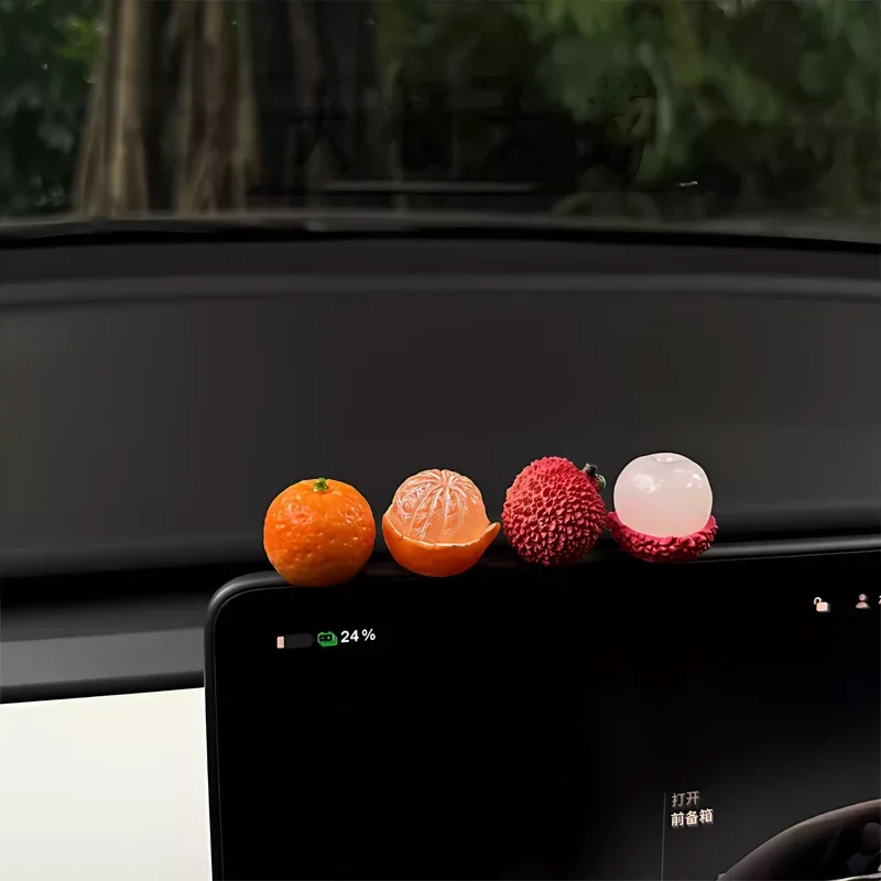 Center Console Simulation Fruit Ornament Car Screen Decoration Cute Little Lychee Car Center Console Ornament