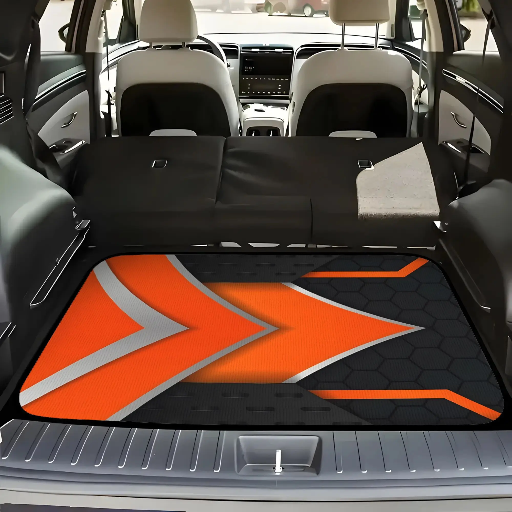 2D Plane 5pcss Racing Mecha Full Print Car Floor Mat Set | Trunk Liner 5pcss Set (Including 4 Floor Mats And 1 Trunk Liner) With