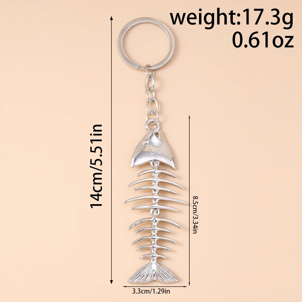 Aihua Neuer personalisierter Fischgräten-Schlüsselanhänger aus Edelstahl für Damen und Herren, niedlicher Fischgräten-Schlüsselanhänger, Ketten, Sommer, Strand, Schmuck, Geschenke – Detail 6