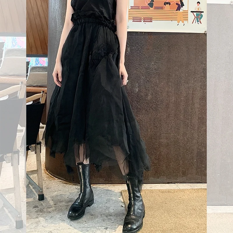 

Юбка JONIbyBEB из шелкового жоржета ручной работы с высокой талией, А-силуэт, уникальная, длинная, однотонная, для повседневной носки