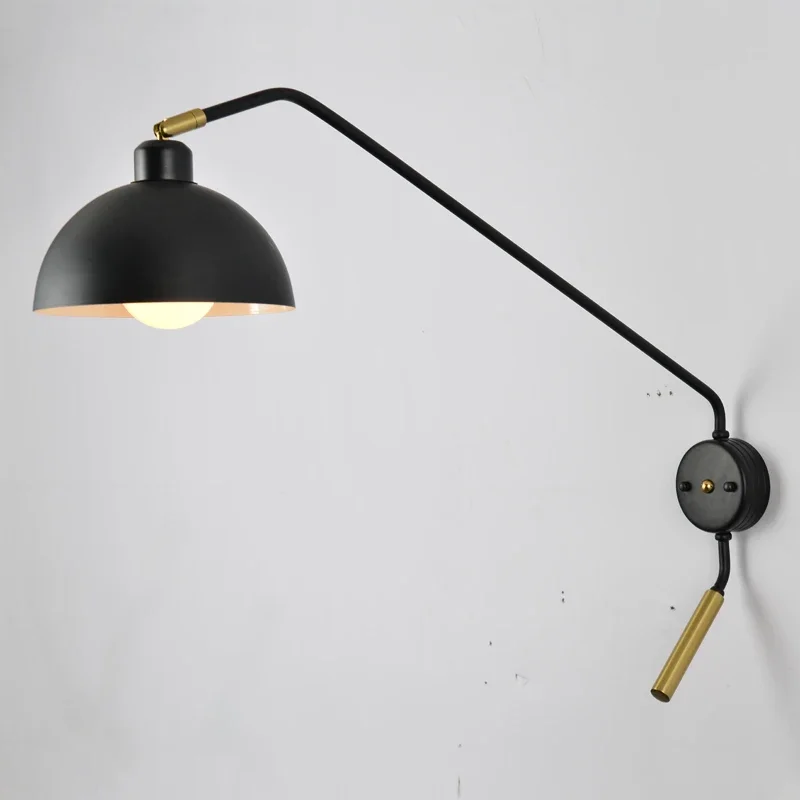 

Nordic Room Restaurant Long Pole Wall Lamp Industrial Wind Retro Rocker Arm Long Arm Living Room Sconce Wall Lights