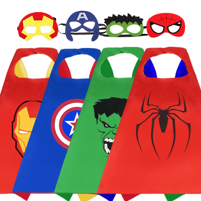 

Carnival Superhero The Hulk Spiderman Capes Mask for Kids Cool Costume Cosplay Festival Party Supplies Favors Cartoon Dress Up