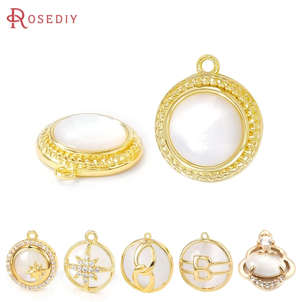 

18K Gold Color Brass Opal Round Charms Pendants High Quality Jewelry Making Supplies Diy Necklaces Earring Findings Accessories