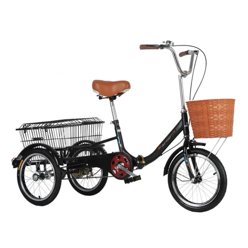 16inches Elderly walking tricycle,High carbon steel,Double chain drive,rear brake,With basket,Tricycle,Adult tricycle,Tricycle