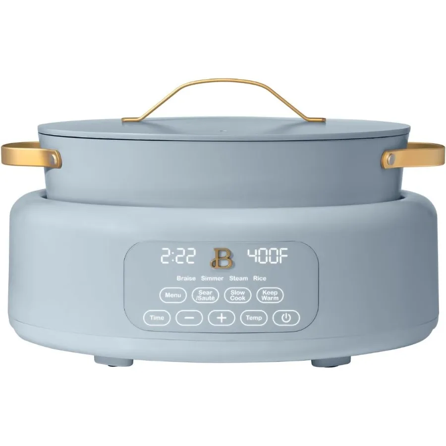 Hermosa cocina múltiple eléctrica 10 en 1 de 6 cuartos más rápida y saludable con funciones versátiles: perfecta para recetas navideñas Gracias