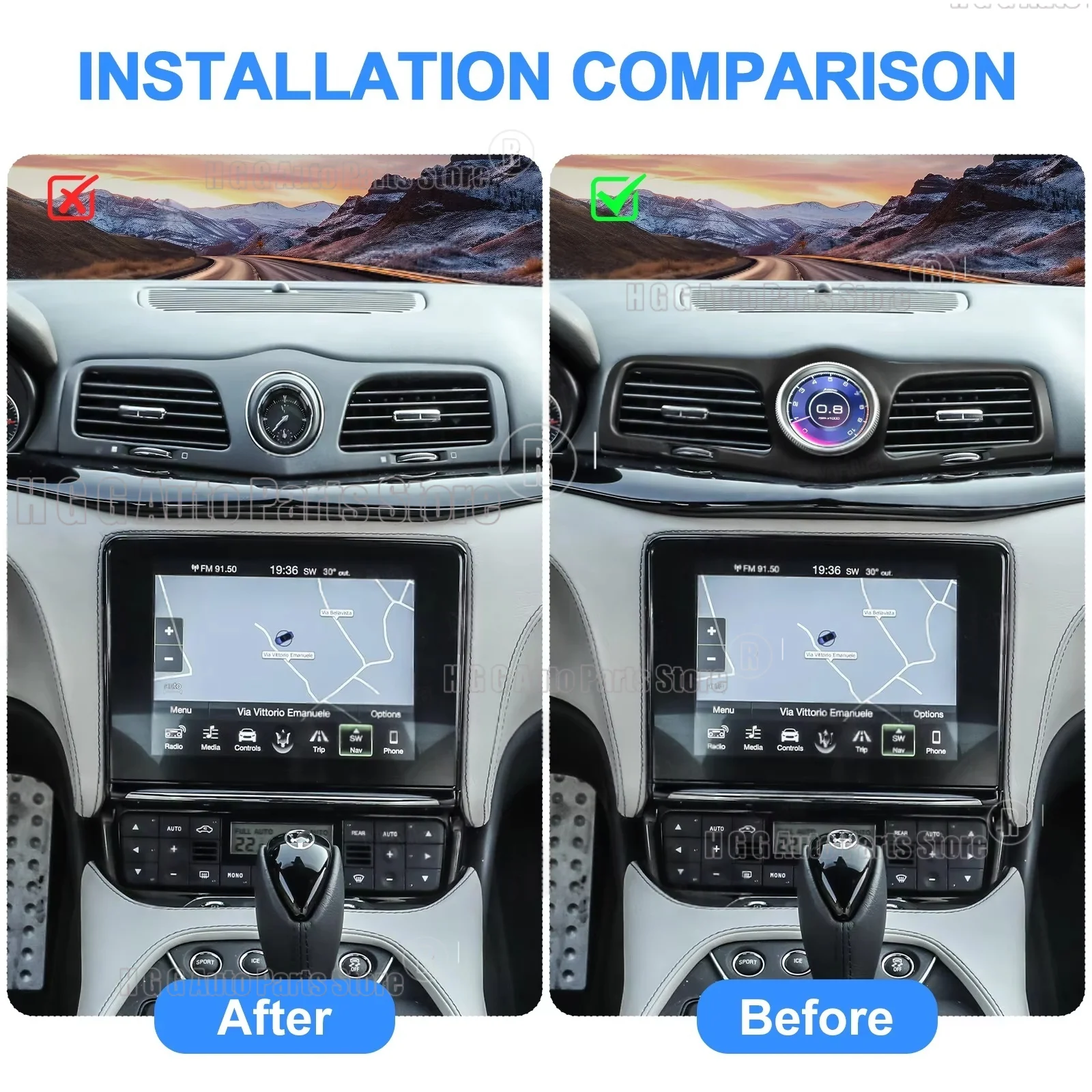 For Maserati GT CT 2007-2023 Car Electronic Meter Time Smart Time Display Digital Cluster Intelligent LCD Smart Clock