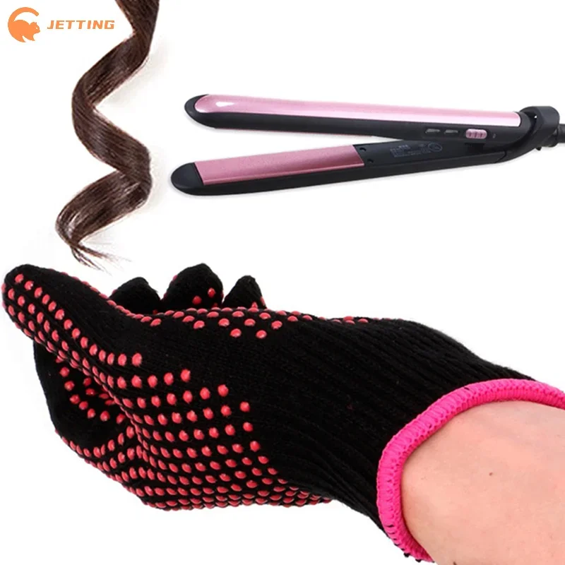 1Pcs Hair Salon Styling Gloves Double-sided Hair Straightener Perm Curling Hairdressing Heat Resistant Finger Glove
