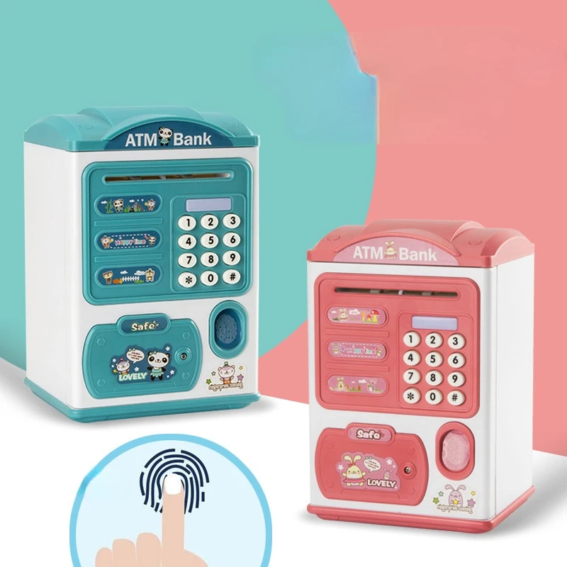 Children's Password Fingerprint Piggy Bank Toy Electric Password Box Piggy Bank Music Can Be Stored Taken Out Bank Gift