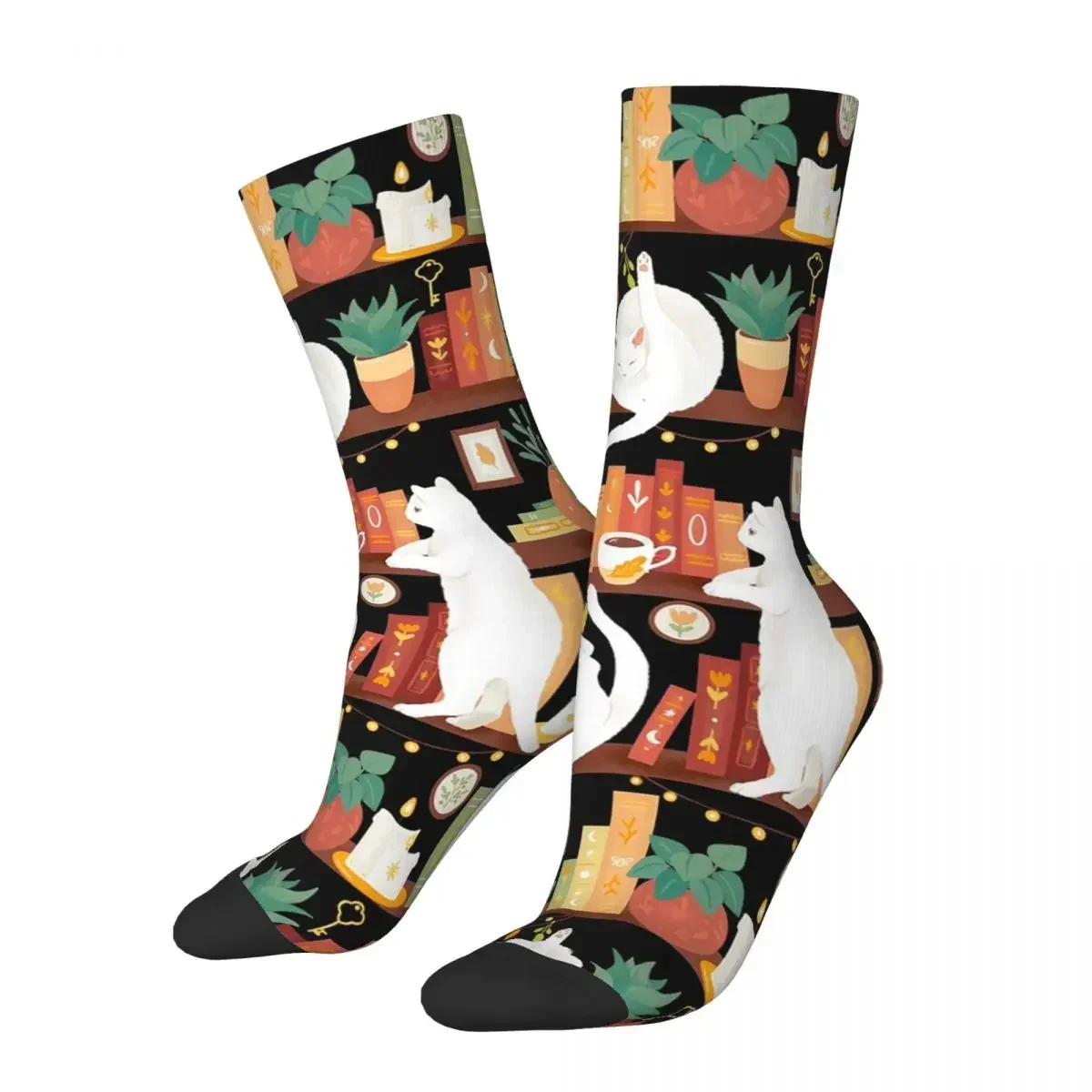 

Library Cats 2020 - Night Socks Harajuku Super Soft Stockings All Season Long Socks Accessories for Man Woman's Birthday Present