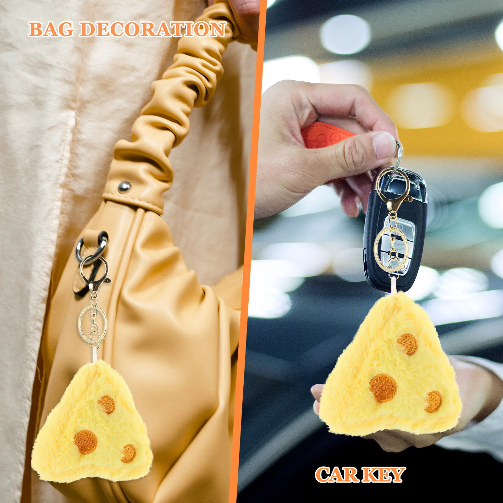 

2 шт. Брелоки в виде искусственного сыра, мягкие милые подвески-имитации еды, украшения для рюкзаков, сумок, автомобилей, плюшевые брелоки в виде еды
