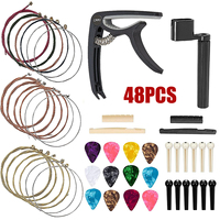 48Pcs Guitar Accessories Kit for Beginners - Capo,Strings,Picks,Winder,Bridge Pins & Saddles, All-in-One Guitar Maintenance Set