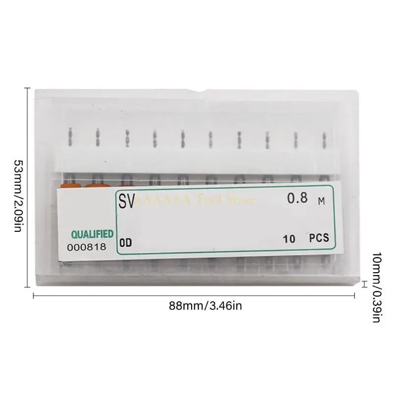 A2BE 10Pcs Miniature Drill Bit Set Tool For PCB, Router Bits, Circuit Board Stone Jewelry Detailed Engraving Tool (0.1mm-2mm)