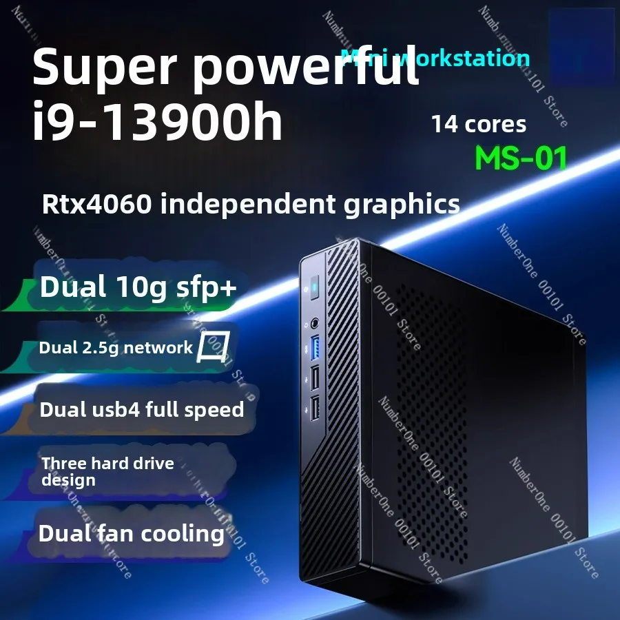 

i9-13900H Mini Host RTX4060 Dedicated Graphics Gaming Dual 10Gbps Quad-Port Workstation MS-01