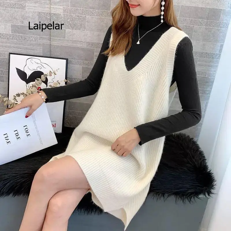 

V-neck sweater vest women's autumn new retro knitted waistcoat is loose and thin