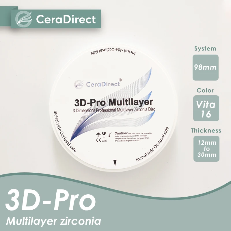 618--Ceradirect 3D Pro Multilayer Zirconia Open System(98mm)——for Dental Lab CAD/CAM