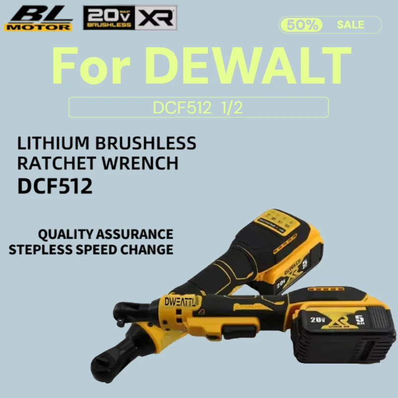For Dewalt DCF512 1/2 Inch Brushless Ratchet Right Angle Wrench LED Cordless Driver Variable Speed Power Wrench 20V