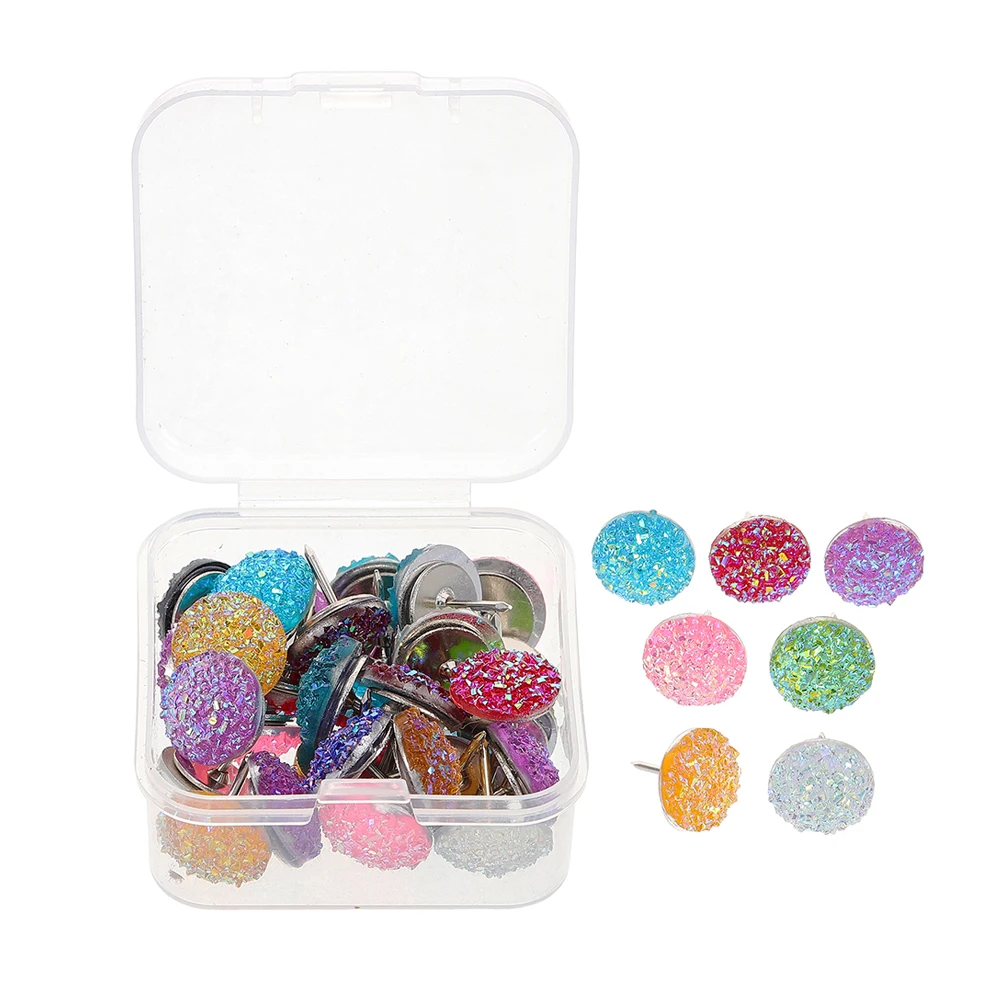 

50Pcs Rhinestone Decorative Thumbtacks Compact Push Pins for Bulletin Cork Boards Wall Display Office Desk Accessories
