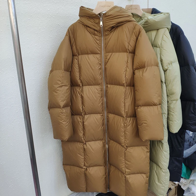 New in Duck Down Coats Korean Style Clothes Loose Casual Long Hooded Warm Winter Coat Feather Puffer Down Jacket Women