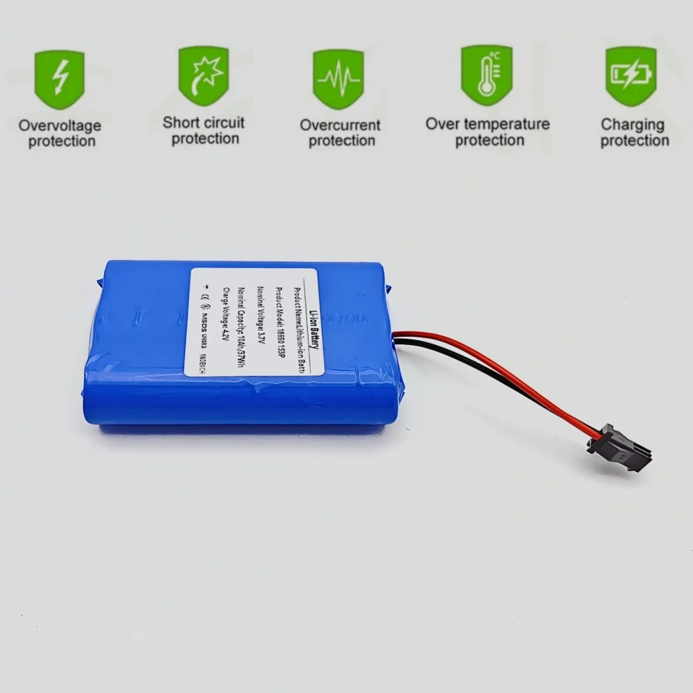 1S3P بطارية ليثيوم 3.7 فولت 10Ah 18650 مع XH2.54-2P SM التوصيل 4.2 فولت بطارية قابلة للشحن لصيد الأسماك مصباح ليد سمّاعات بلوتوث #3