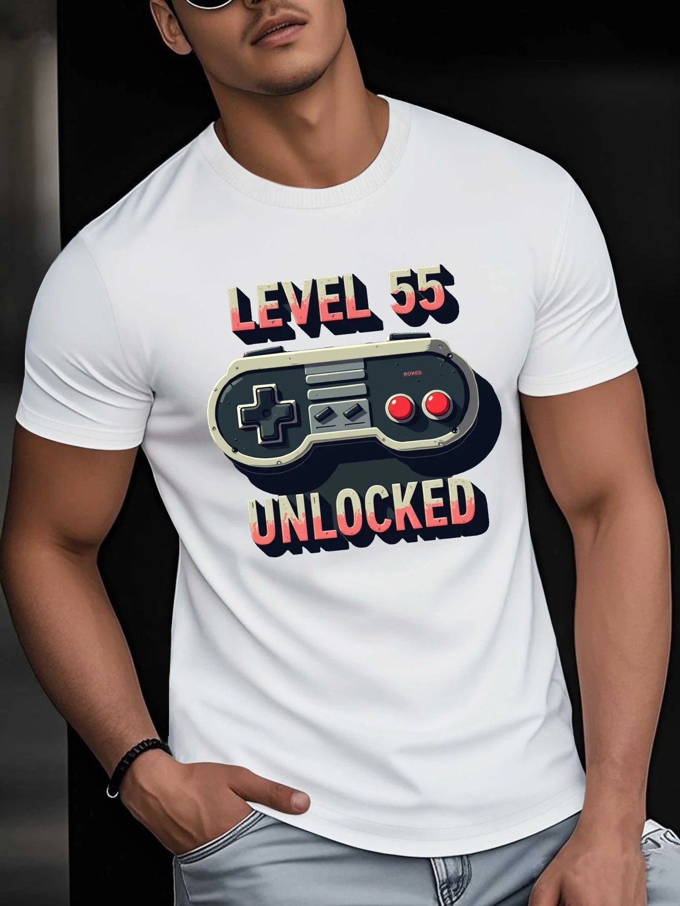 تي شيرت رجالي صيفي ريترو للتحكم في الألعاب مطبوع عليه حروف برقبة دائرية تي شيرت كاجوال للألعاب الرياضية اليومية فضفاض بأكمام قصيرة #1