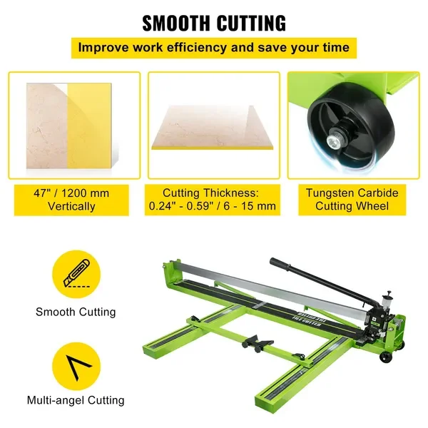 Tile Cutter 47 Inch, Manual Tile Cutter All-Steel Frame,Tile Cutting Machine with Laser Guide and Bonus Spare Cutter,Tile