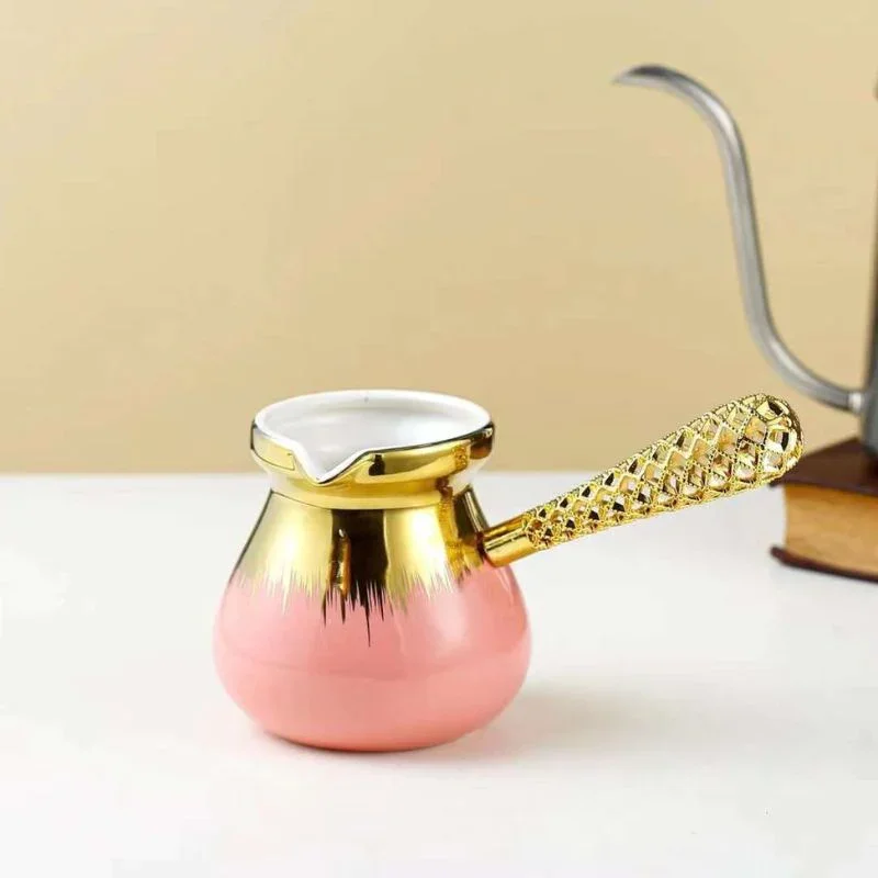 400Ml Deluxe Pink Turkish Coffee Pot with Gaidara Arabic Coffee Pot Set