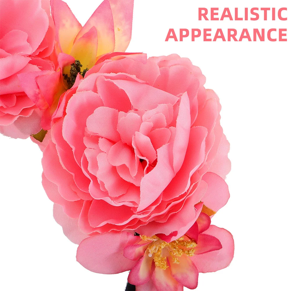 2 PCS Holiday Artificial Flowers Headbands for Women Costume Trendy Hair Accessories Wedding Rave Festival Formal Prom Floral