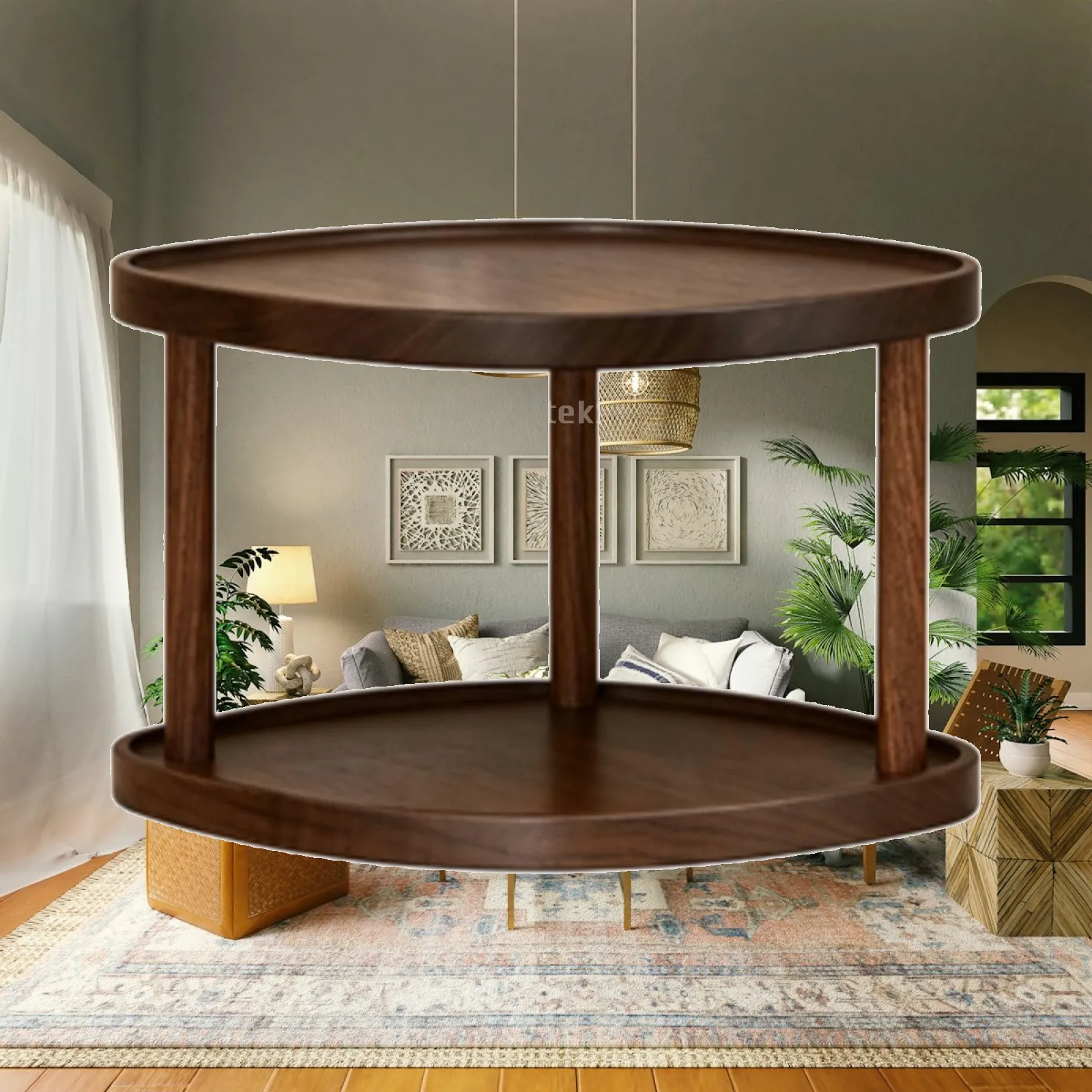 Wooden Corner Shelf with Fan-Shaped Shelves Versatile Freestanding Corner Storage Unit Vanity Organizer with Open Tiered Shelves