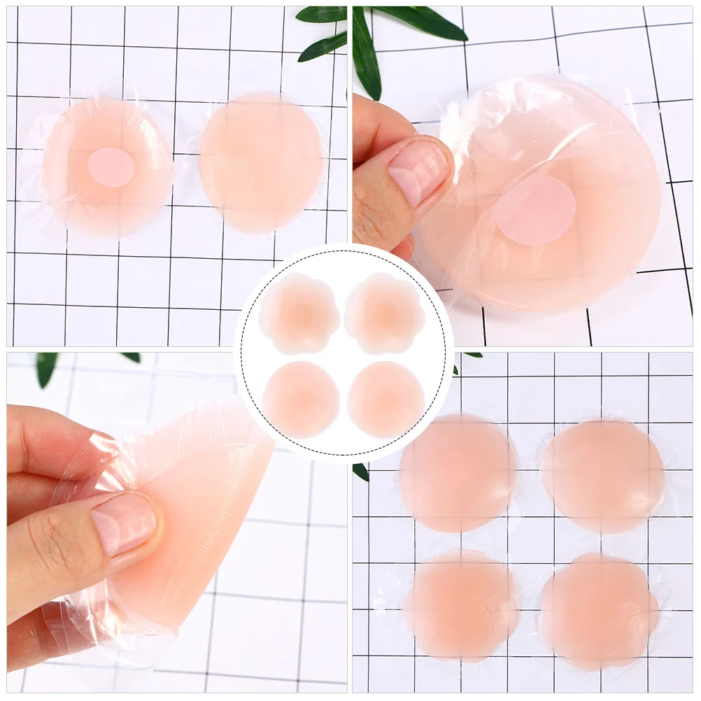 2쌍의 보이지 않는 유두 커버 피부 친화적인 실리콘 소재 여성용 유두 커버를 사용하고 제거하기 쉽습니다.