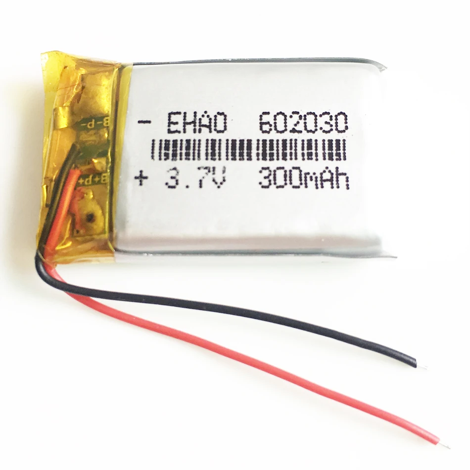 5 PCS  3.7V 300mAh 602030 Lithium Polymer LiPo Rechargeable Battery For Mp3 PAD DVD E-books Bluetooth Headset Camera 6*20*30mm