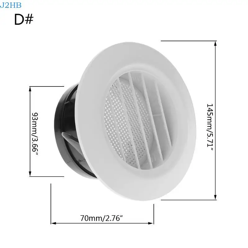 J2HB ABS Air Vent Extract Grille Round Diffuser Ducting Air Ventilation Cover Air Volume Kitchen Bath Outlet 100mm