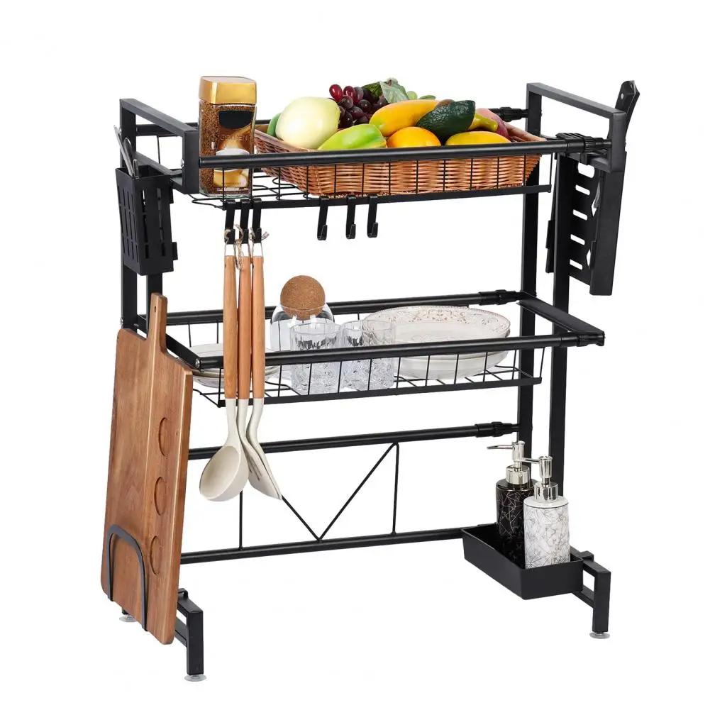 

Over The Sink Dish Drying Rack, Telescopic, 2 Tier Large Capacity Dish Rack, Sink Organize Stand, Kitchen Counter Storage Shelf