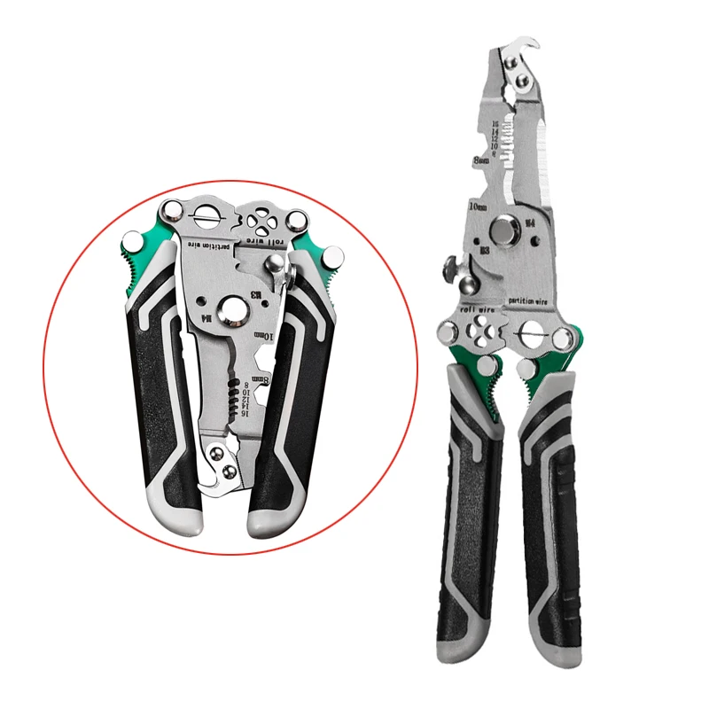 Multi functional foldable wire breaking pliers, wire stripping pliers, electrician specific 10 inch portable maintenance tool