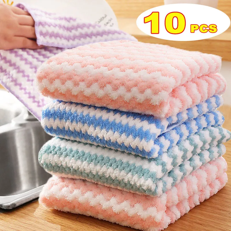Microfiber Dish Washing Cloths Kitchen Cleaning Rags Dishwashing Towels Tableware Pot Bowl Dish Rags High Absorbent Dishcloths