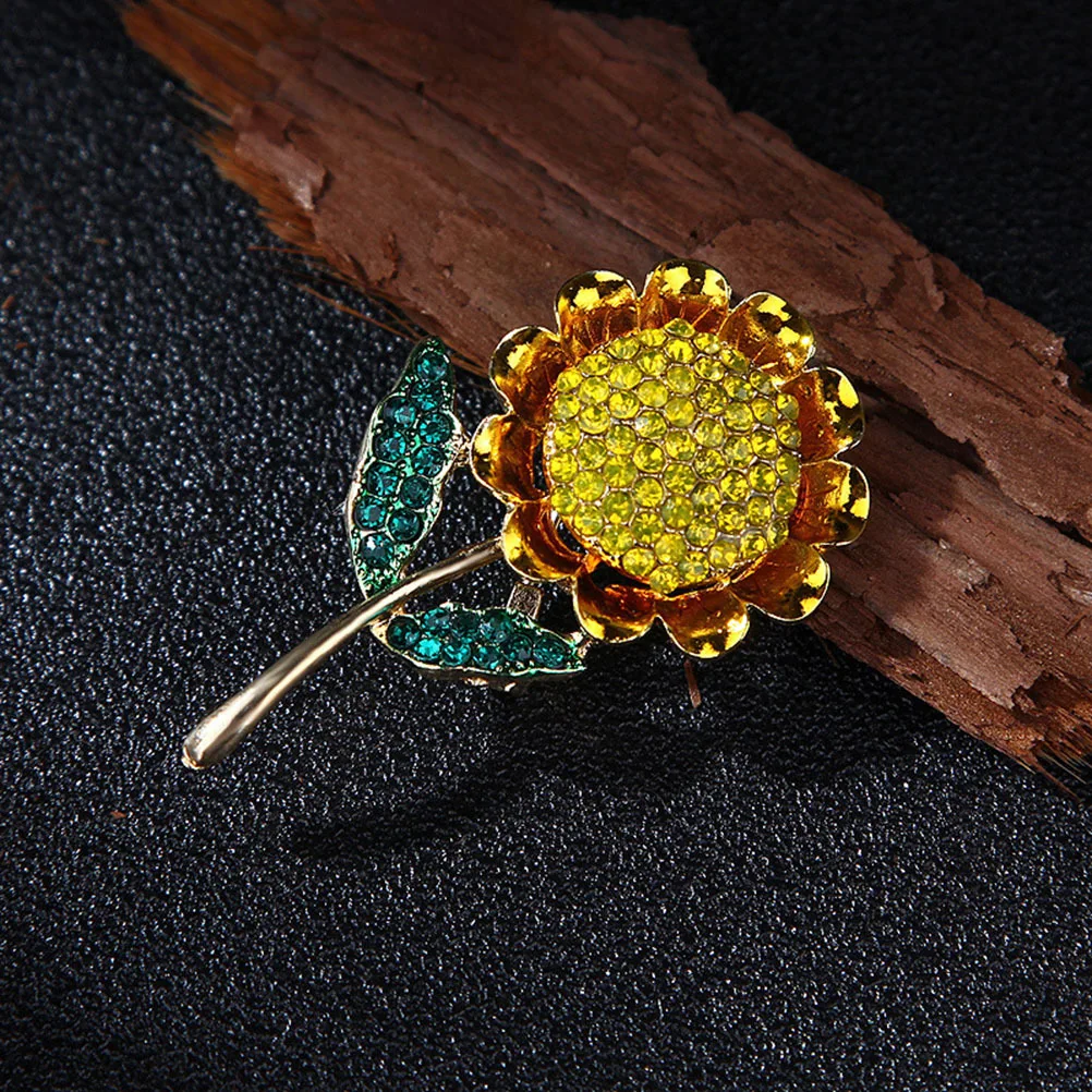 

Sunflower Brooch Pin Alloy Rhinestone Flower Shape Jewelry Decoration Gift Corsage Women Breastpin for Wedding Birthday Party