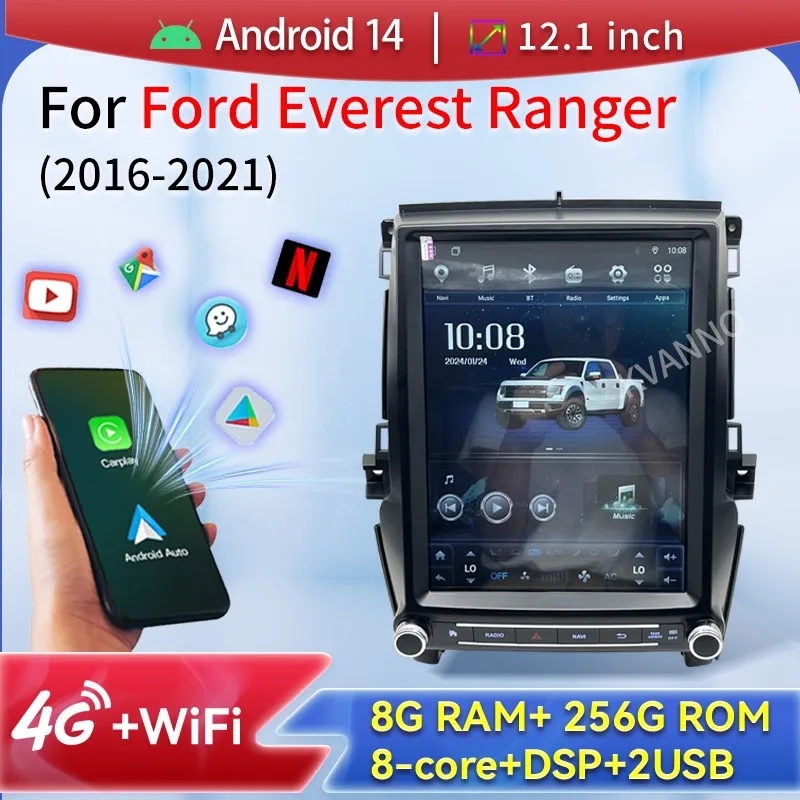 

2Din For Ford Everest Ranger 2016-2021 Car Audio Player Bluetooth Intelligent Systems Multimedia Player CarPlay Autoradio Screen