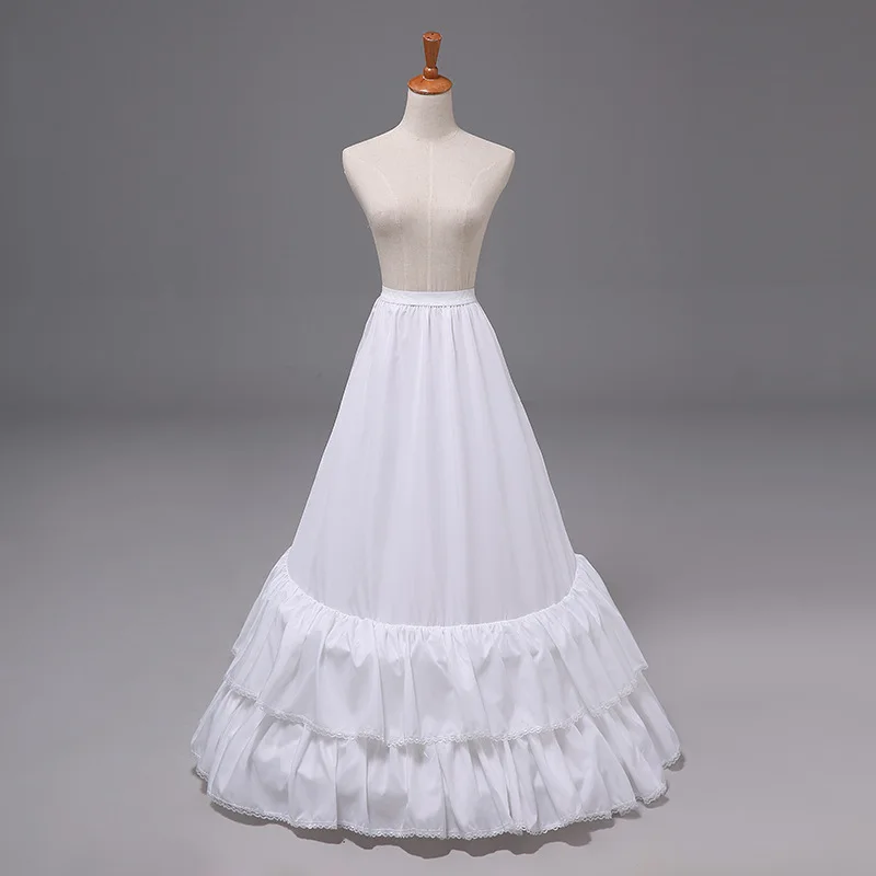 Women Polyester Lace Floor Length Ball Gown Two-Tier Petticoat