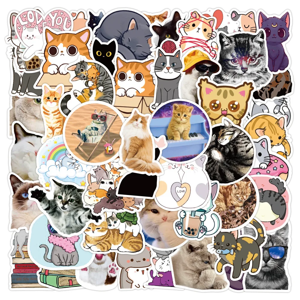 10/30/50 Stuks Leuke Huisdier Kat Graffiti Stickers Waterdichte Laptop Diy Auto Fiets Kerstcadeau Decal decor Speelgoed Voor Meisjes Stickers