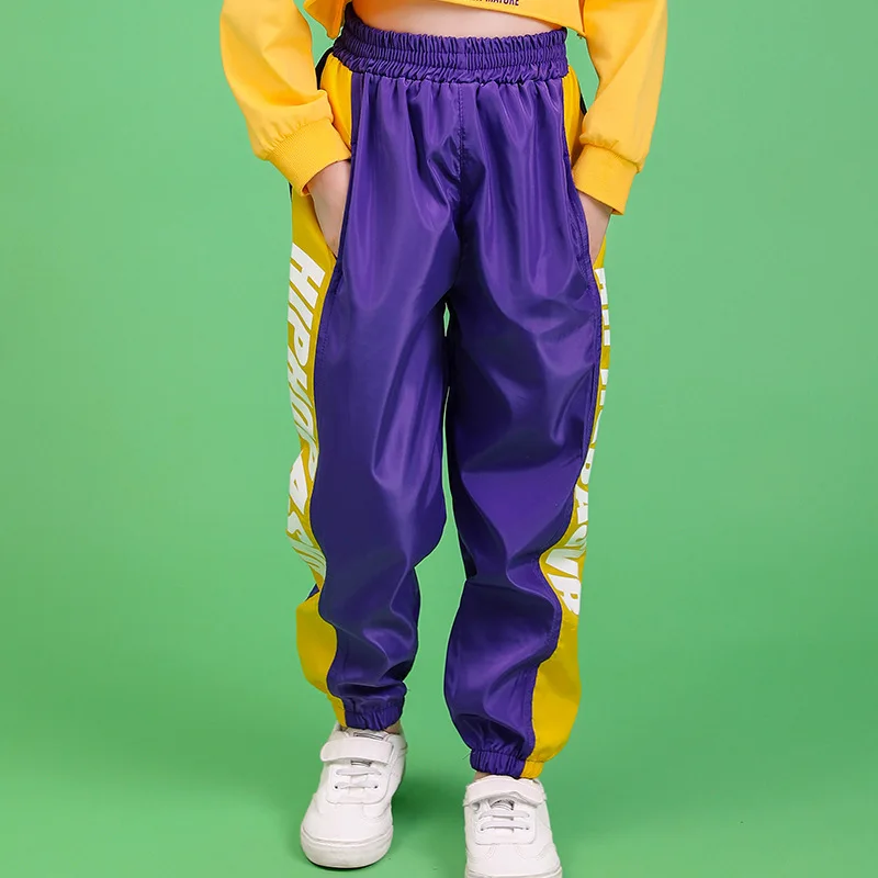 Jogger Pants for Girls Jazz Dance Costume Dancing Clothes Kid Kpop Hip Hop Clothing Crop Top Long Sleeve T Shirt Streetwear