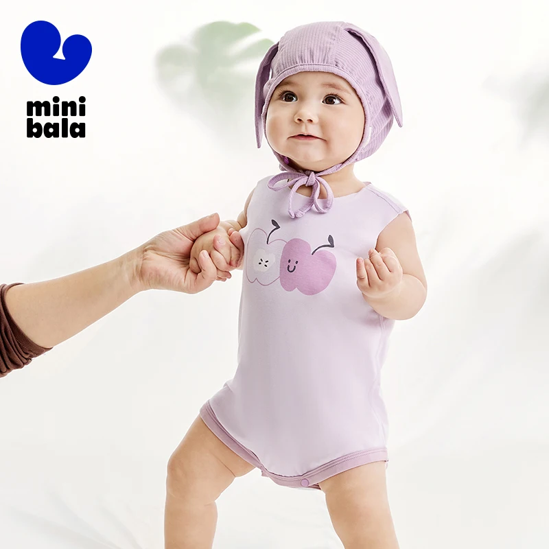 

Mini Bala Suit Baby Infant Sweat-Absorbent Breathable Triangle Clothes 2024 Summer New Baby Skin-Friendly Crawling Suit