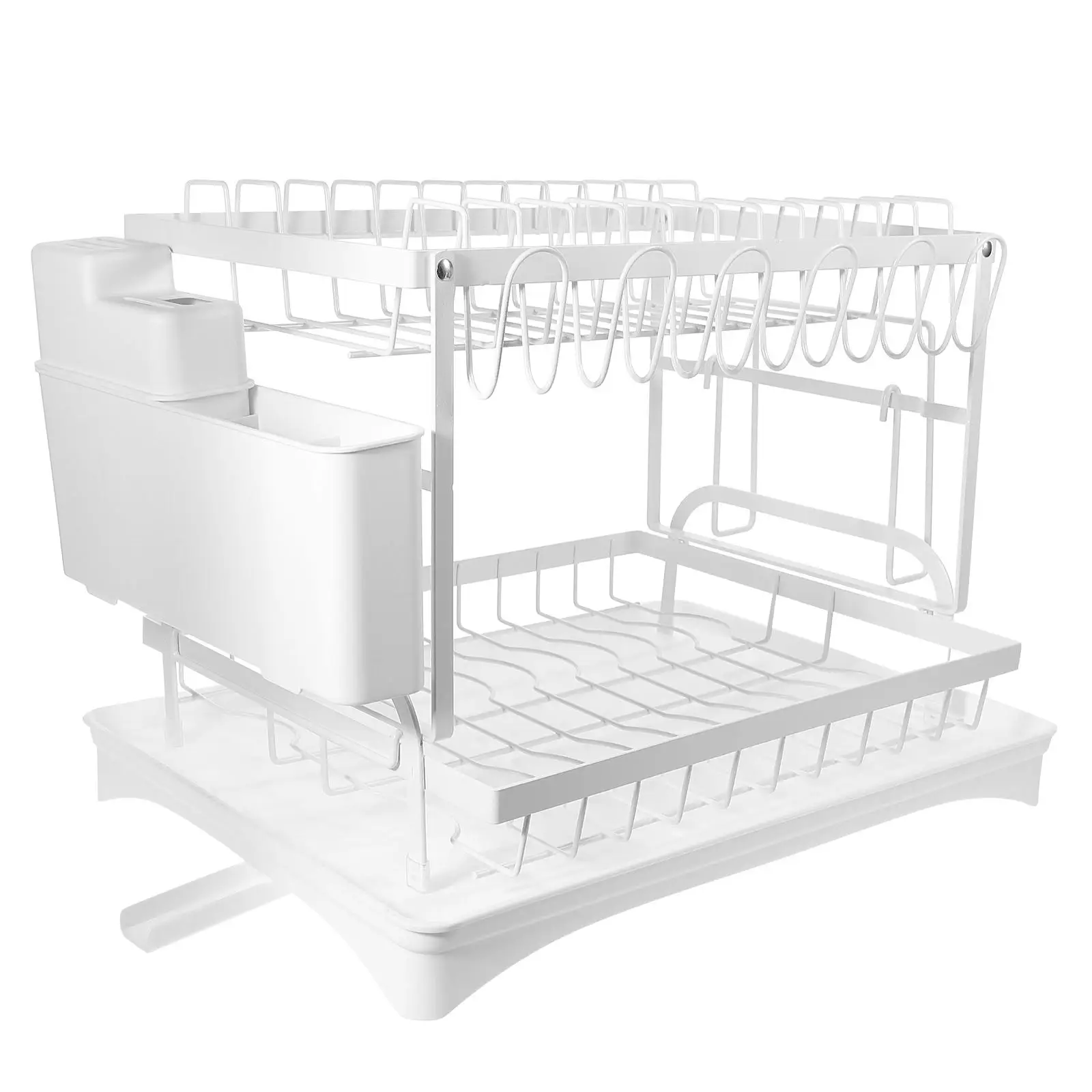 2 Tier Dish Drying Rack Drainboard Cup Bowl Drainer Cutting Board Storage Rack Countertop Dinnerware Organizer