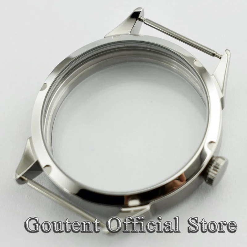 Goutent 42mm Brushed Watch Case Suitable Sterile Steel Case for 6497/6498 Seagull ST36 Mechanical Watch Shell Watch Parts