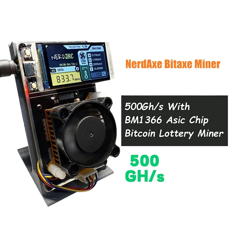 Nerdaxe Nerdminer Vertical Miner 500Gh/S BM1366 ASIC Chip Solo Lottery BTC Miner Bitaxe Lottery Mining Miner